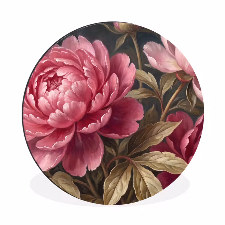 Wandcirkel - Aluminium - Bloemen - Roze - Klassiek - Natuur — 1