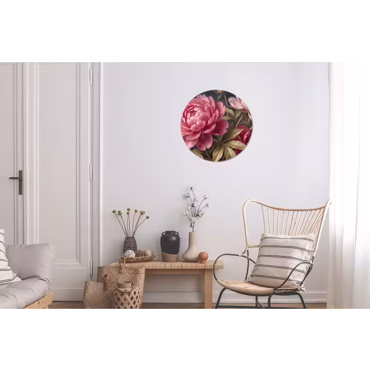 Wandcirkel - Aluminium - Bloemen - Roze - Klassiek - Natuur — 2