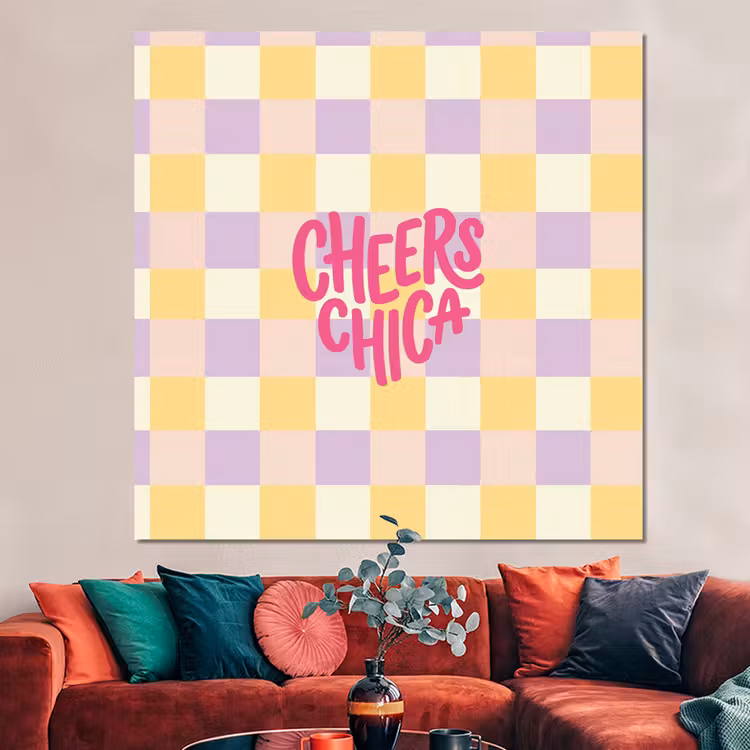 Forex - Cheers Chica - Ruitjes - Lila - Geel — 3