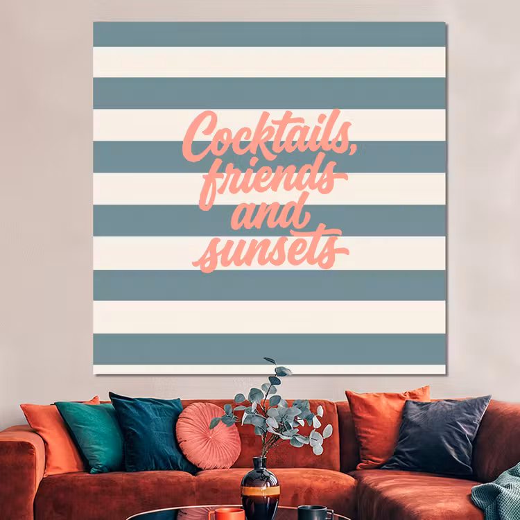 Forex - Cocktails - Strepen - Blauw - Koraal — 3