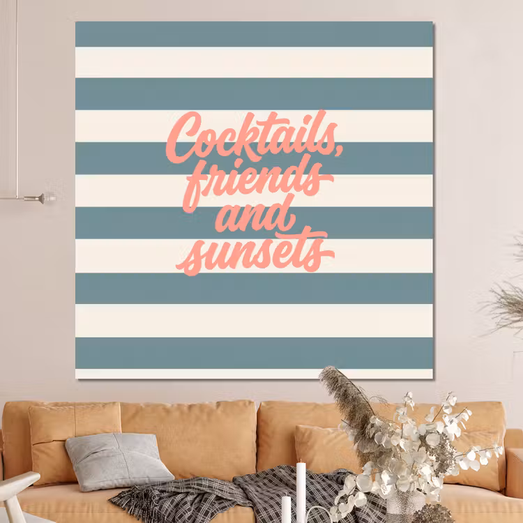 Forex - Cocktails - Strepen - Blauw - Koraal — 4