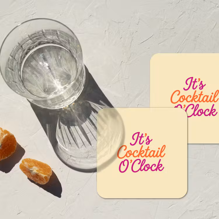Onderzetter - Cocktail O'Clock - Geel - Retro — 2