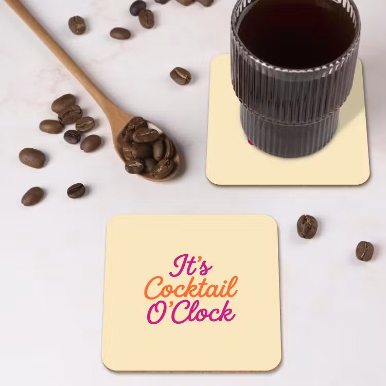 Onderzetter - Cocktail O'Clock - Geel - Retro — 4