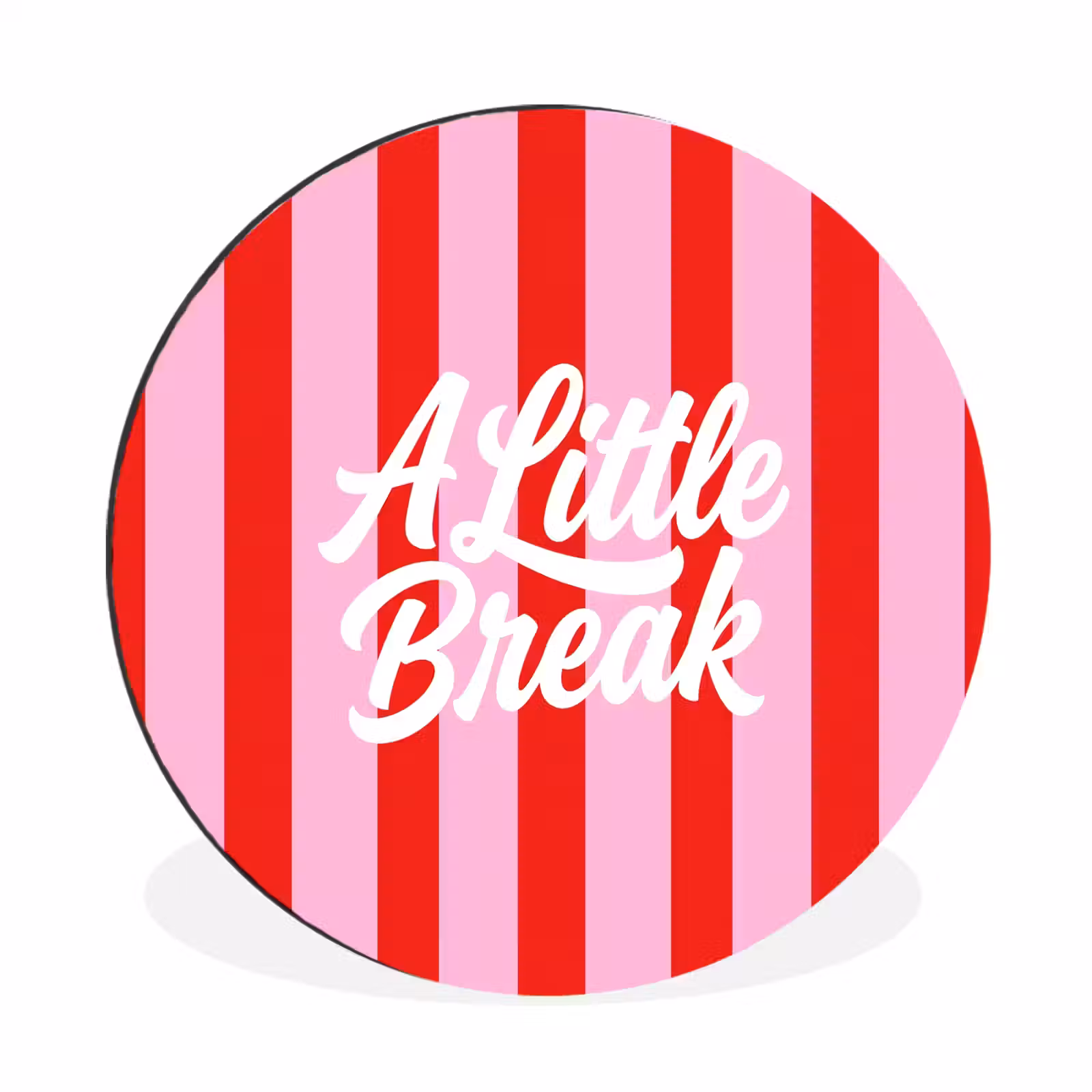 Wandcirkel - Aluminium - A Little Break - Strepen - Rood - Roze — 1