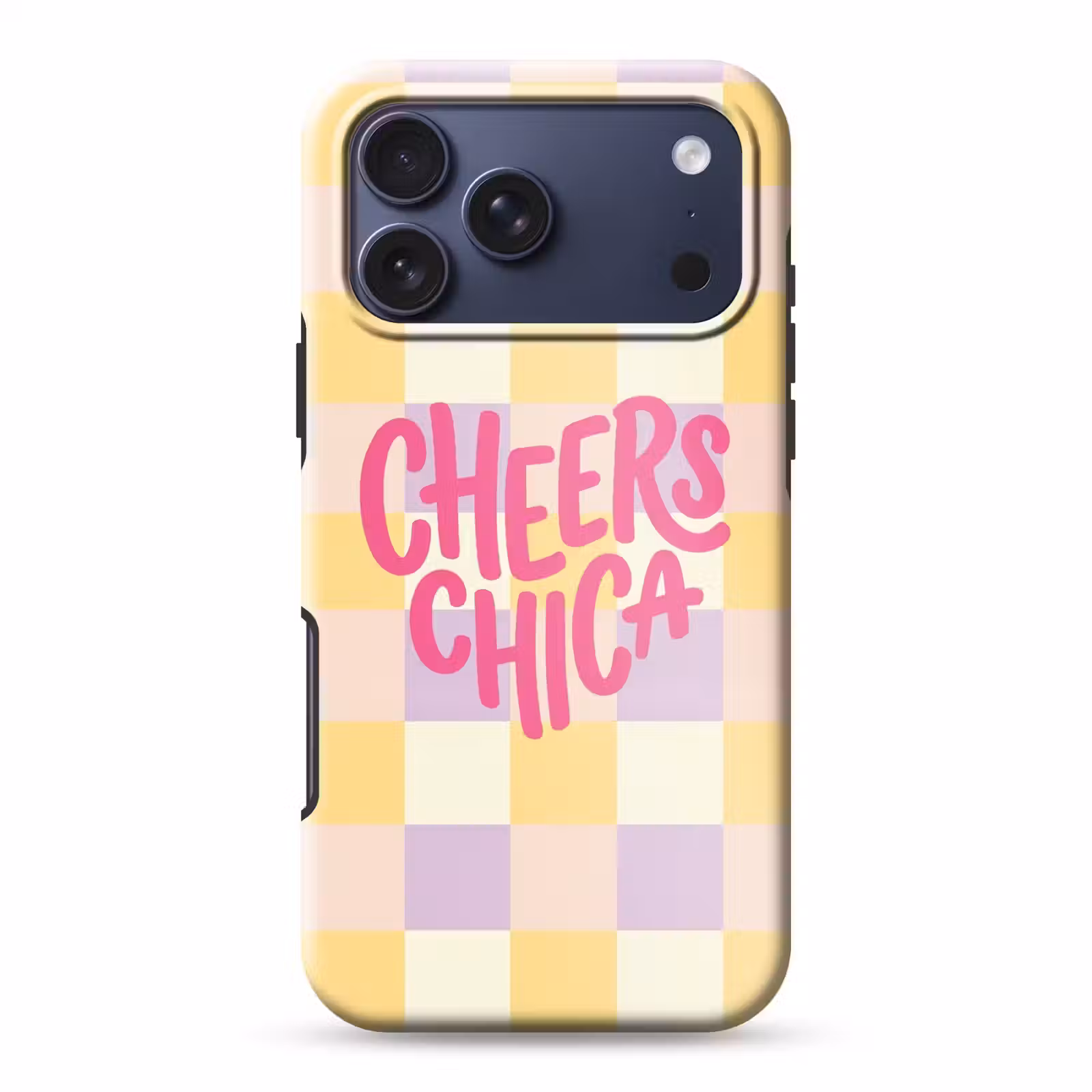 Telefoonhoesje Toughcase - Cheers Chica - Ruitjes - Lila - Geel — 1