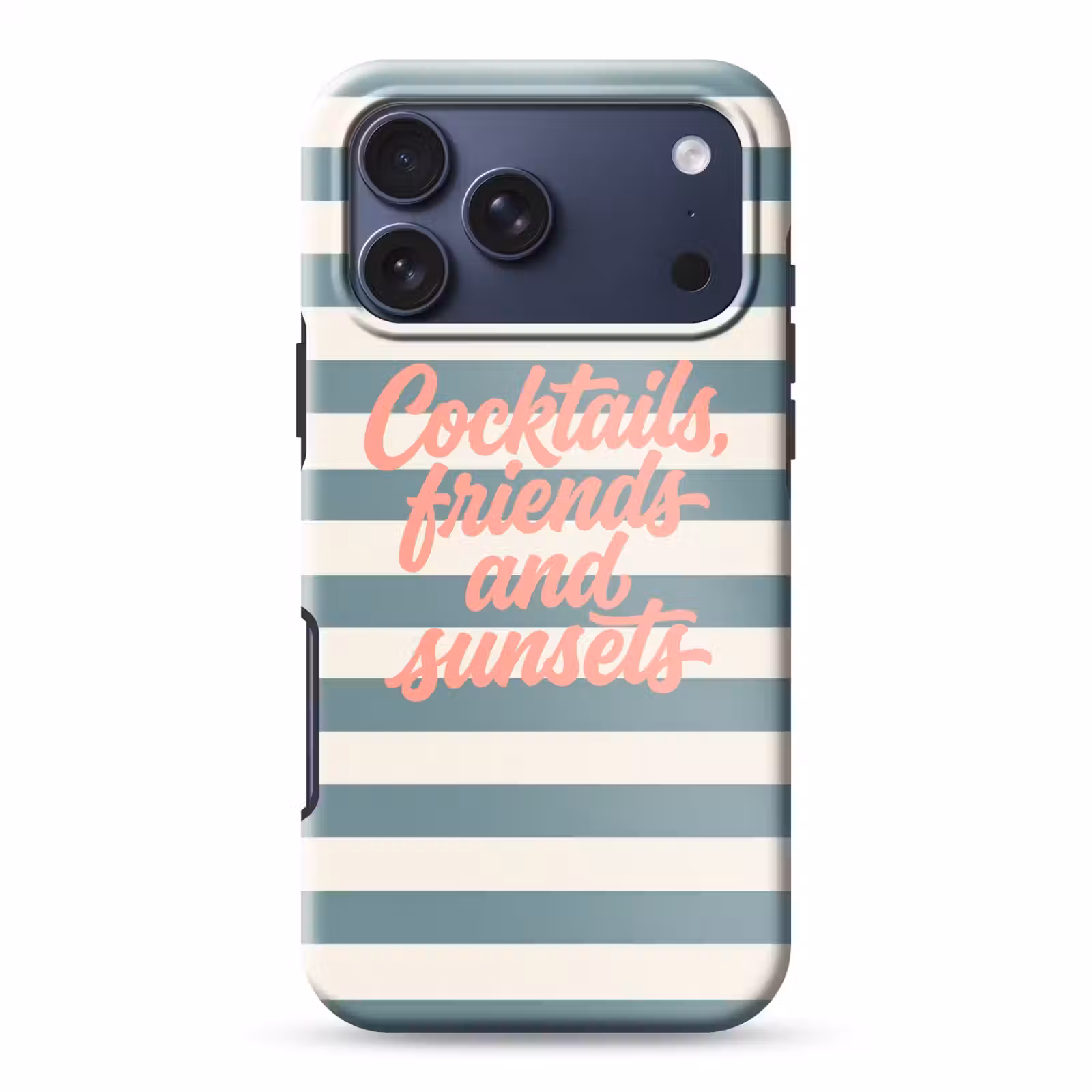 Telefoonhoesje Toughcase - Cocktails - Strepen - Blauw - Koraal — 1