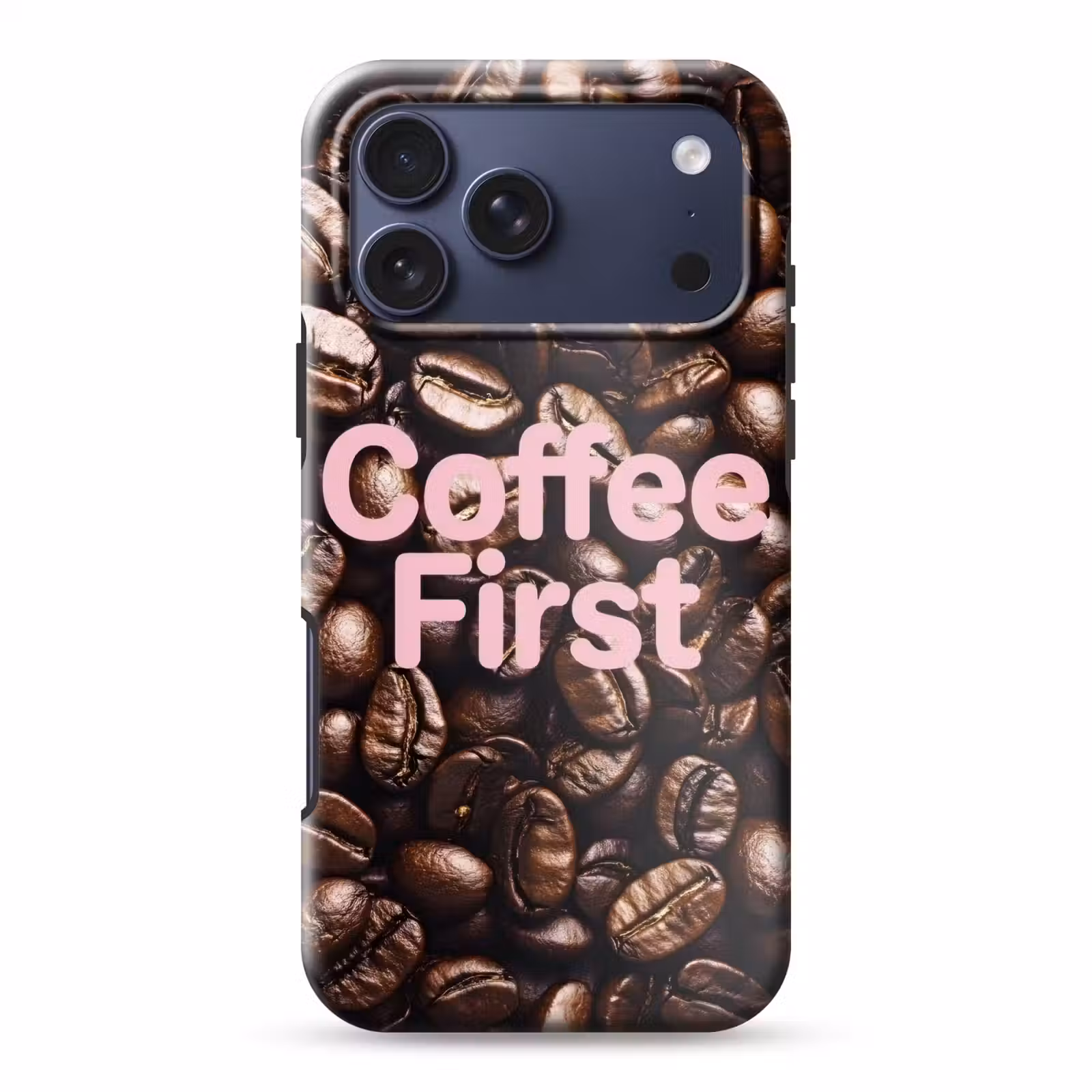Telefoonhoesje Toughcase - Coffee First - Koffiebonen - Roze — 1