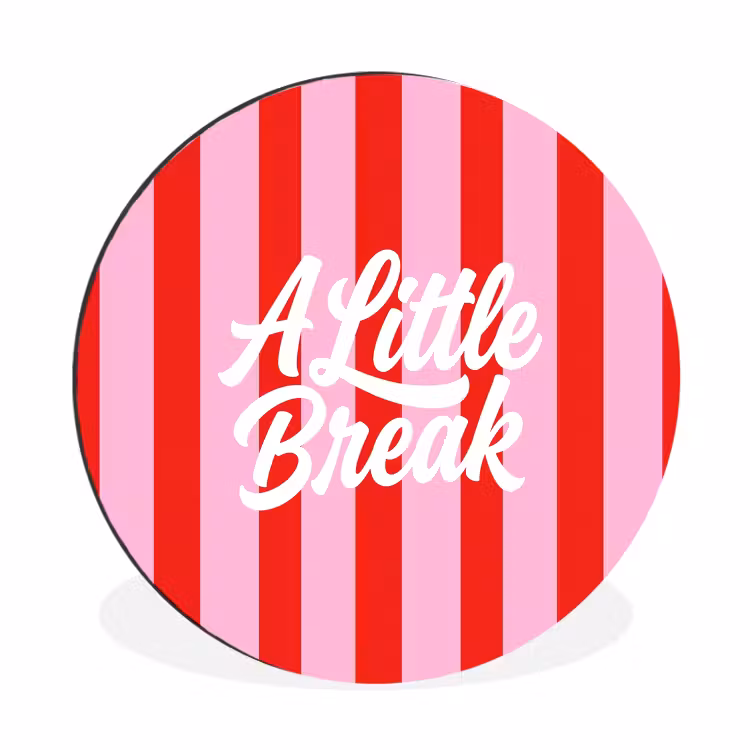 Wandcirkel - Aluminium - A Little Break - Strepen - Rood - Roze — 1