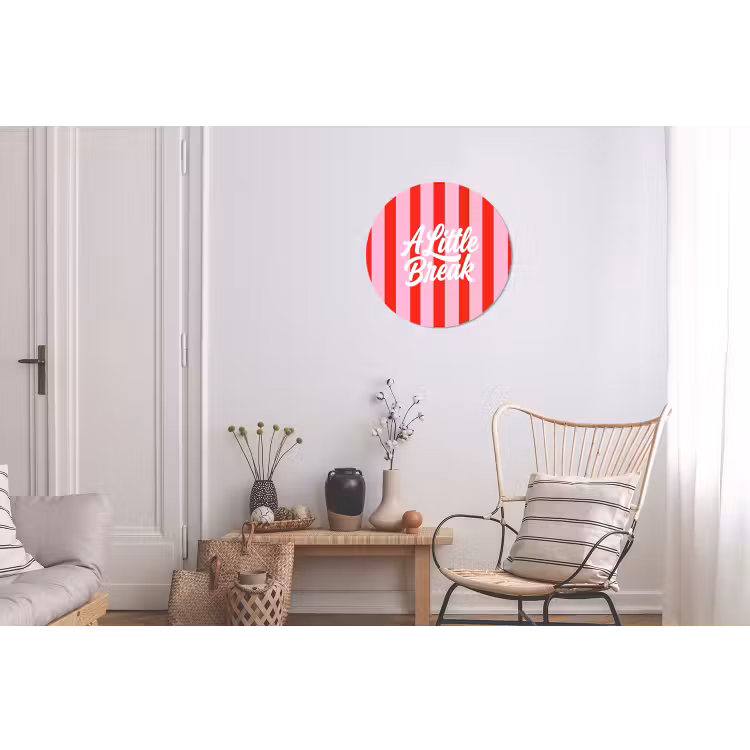 Wandcirkel - Aluminium - A Little Break - Strepen - Rood - Roze — 2