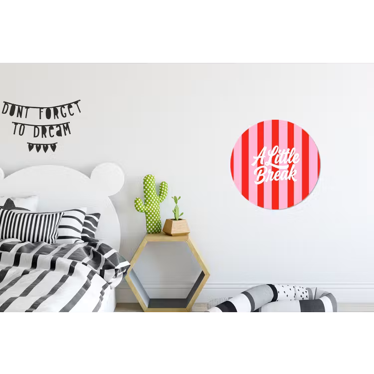Wandcirkel - Aluminium - A Little Break - Strepen - Rood - Roze — 5