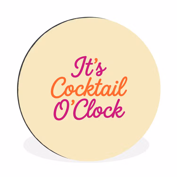 Wandcirkel - Aluminium - Cocktail O'Clock - Geel - Retro — 1