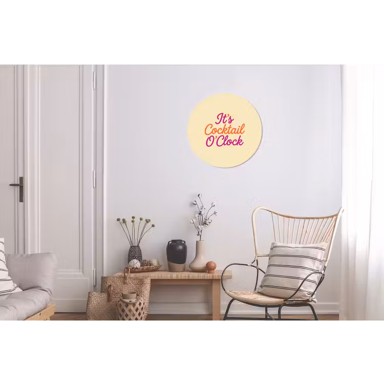 Wandcirkel - Aluminium - Cocktail O'Clock - Geel - Retro — 2