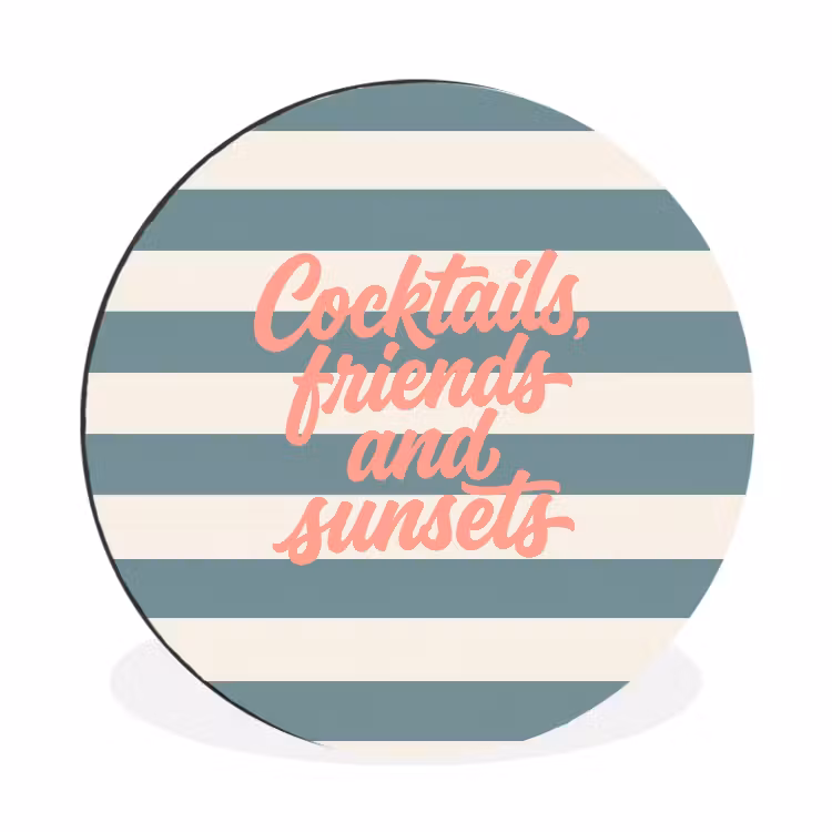 Wandcirkel - Aluminium - Cocktails - Strepen - Blauw - Koraal — 1