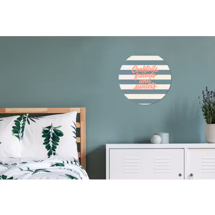 Wandcirkel - Aluminium - Cocktails - Strepen - Blauw - Koraal — 4