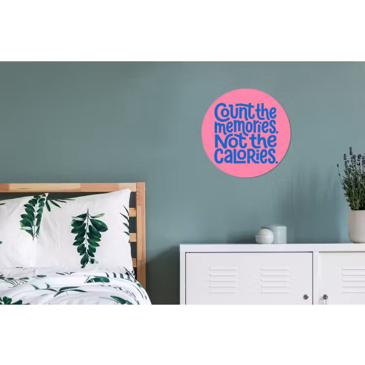 Wandcirkel - Aluminium - Memories - Roze - Blauw - Quote — 4