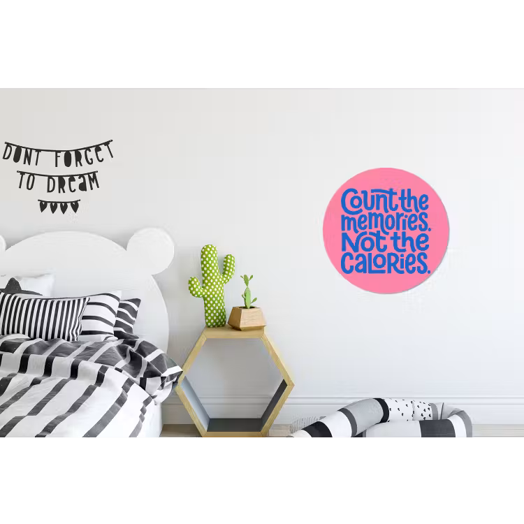 Wandcirkel - Aluminium - Memories - Roze - Blauw - Quote — 5
