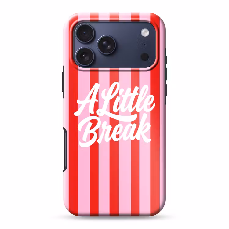 Telefoonhoesje Toughcase - A Little Break - Strepen - Rood - Roze — 1