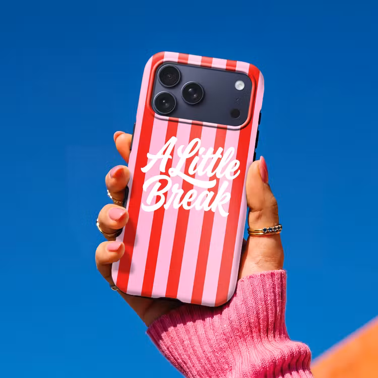 Telefoonhoesje Toughcase - A Little Break - Strepen - Rood - Roze — 2