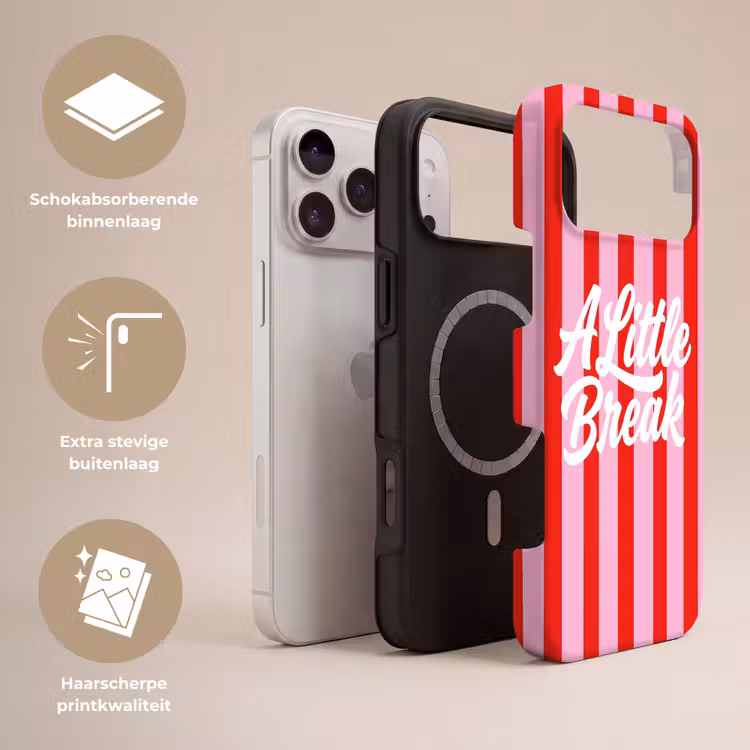 Telefoonhoesje Toughcase - A Little Break - Strepen - Rood - Roze — 3