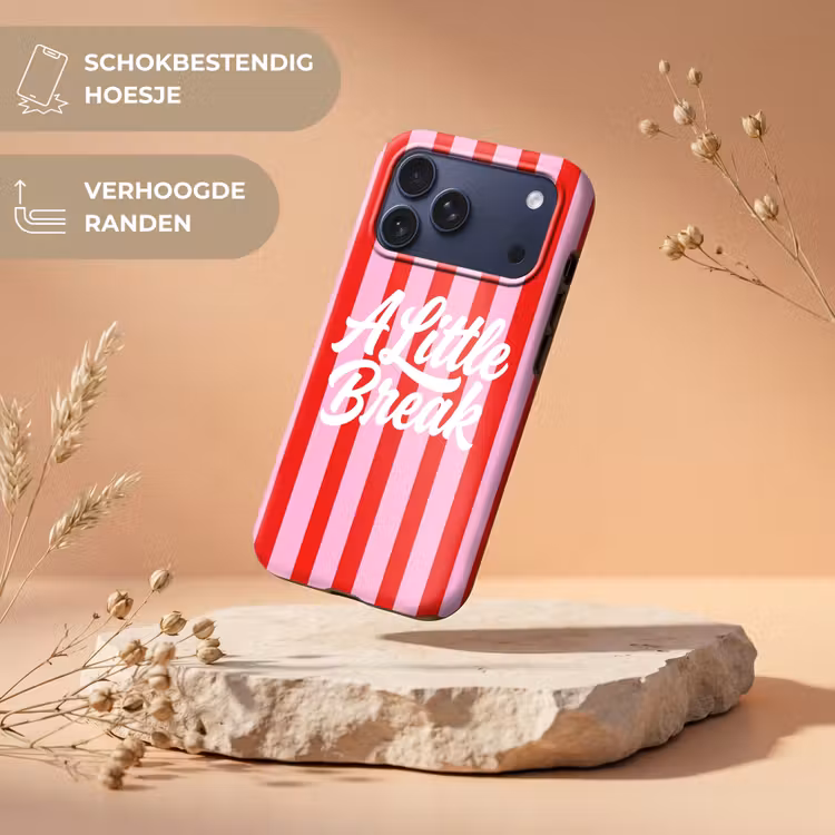 Telefoonhoesje Toughcase - A Little Break - Strepen - Rood - Roze — 5