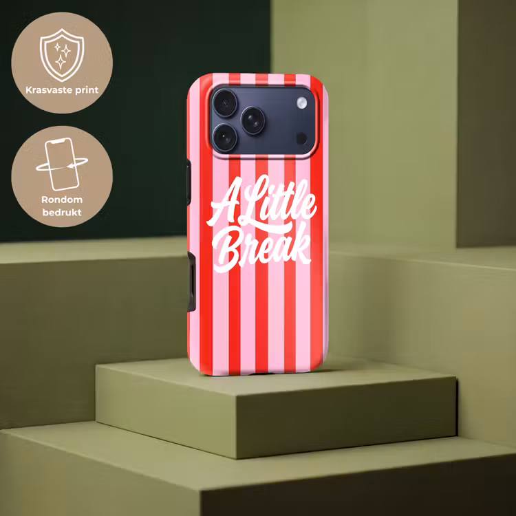 Telefoonhoesje Toughcase - A Little Break - Strepen - Rood - Roze — 7