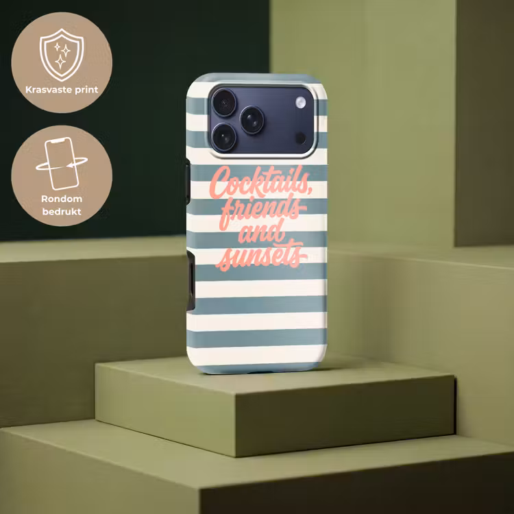 Telefoonhoesje Toughcase - Cocktails - Strepen - Blauw - Koraal — 7