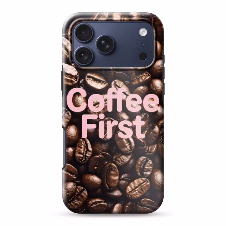 Telefoonhoesje Toughcase - Coffee First - Koffiebonen - Roze — 1