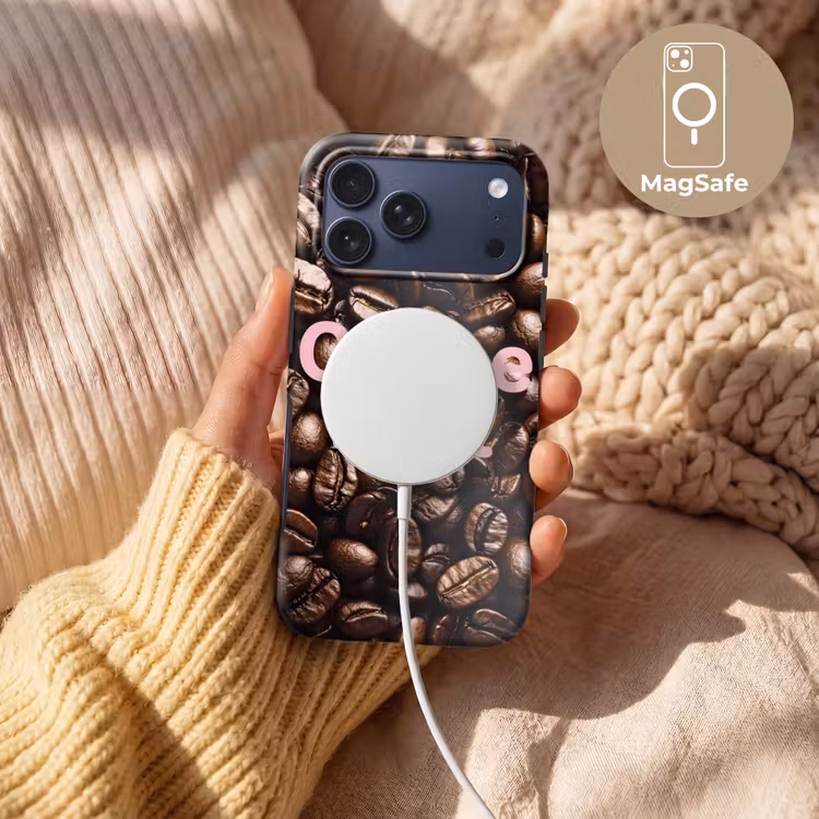 Telefoonhoesje Toughcase - Coffee First - Koffiebonen - Roze — 8
