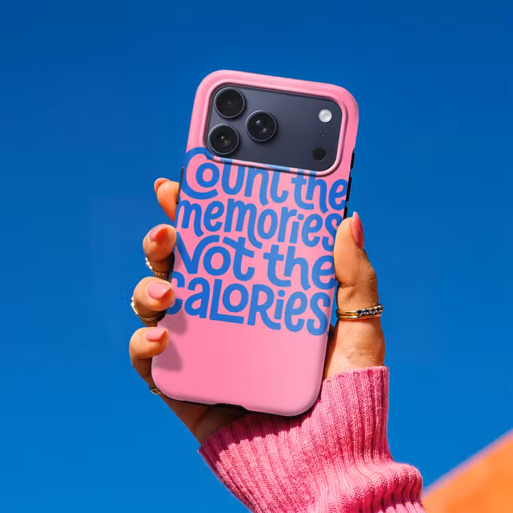 Telefoonhoesje Toughcase - Memories - Roze - Blauw - Quote — 2