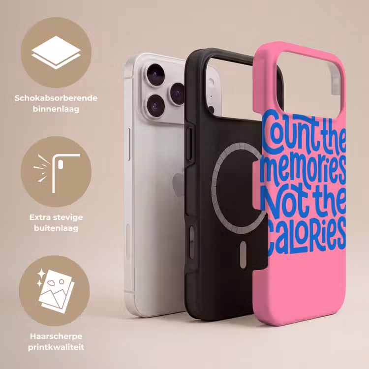 Telefoonhoesje Toughcase - Memories - Roze - Blauw - Quote — 3