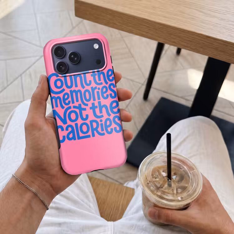 Telefoonhoesje Toughcase - Memories - Roze - Blauw - Quote — 4