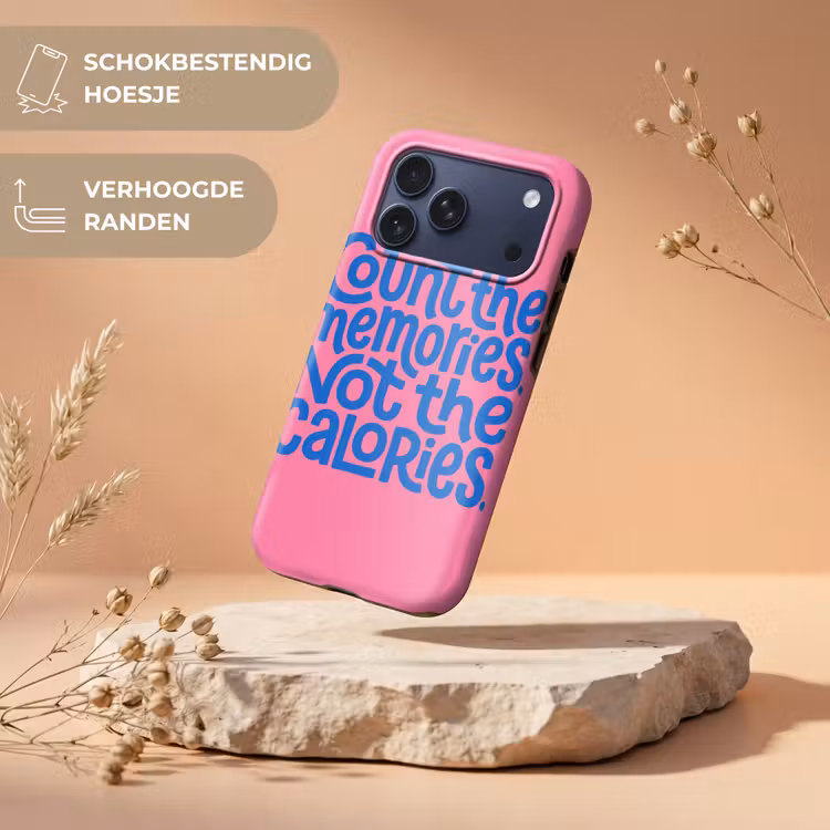 Telefoonhoesje Toughcase - Memories - Roze - Blauw - Quote — 5