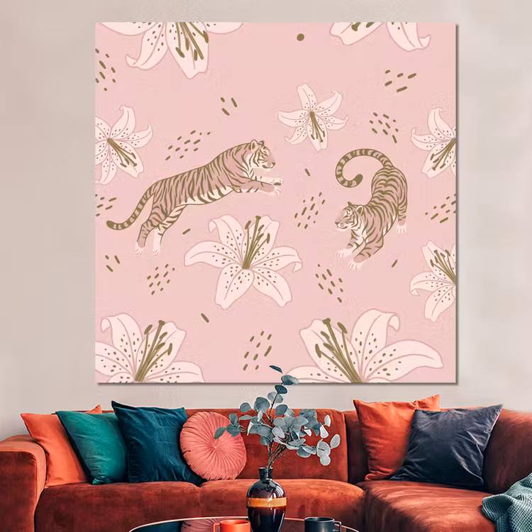 Forex - Kat - Springend - Bloemen - Abstract - Roze — 3