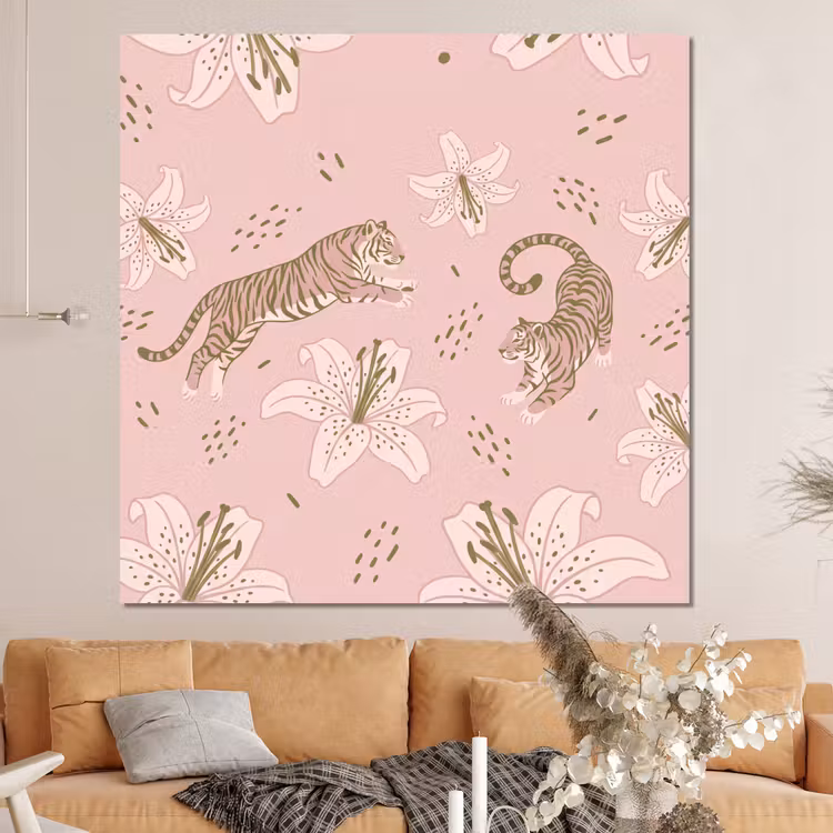 Forex - Kat - Springend - Bloemen - Abstract - Roze — 4
