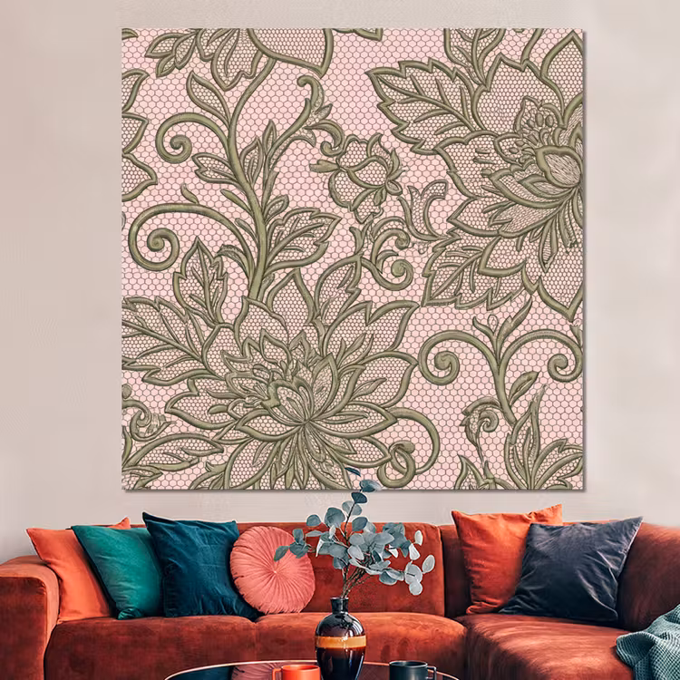 Forex - Bloemen - Kant - Patroon - Klassiek - Groen — 3