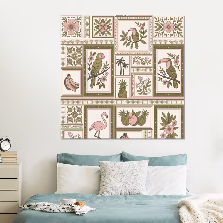 Forex - Vogel - Tropisch - Patroon - Decoratief - Groen — 2
