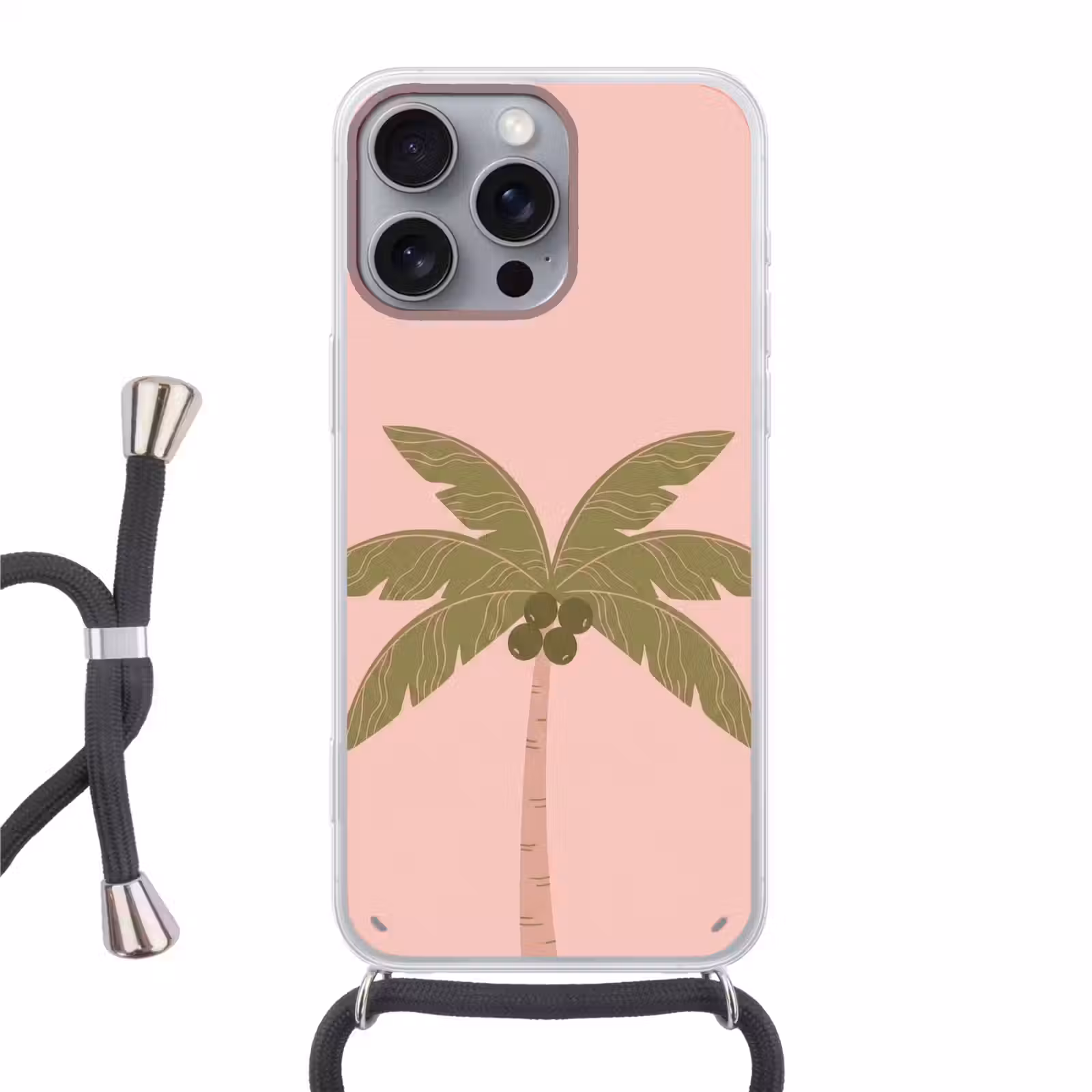 Telefoonhoesje met koord - Boom - Palm - Natuur - Illustratie - Roze — 1