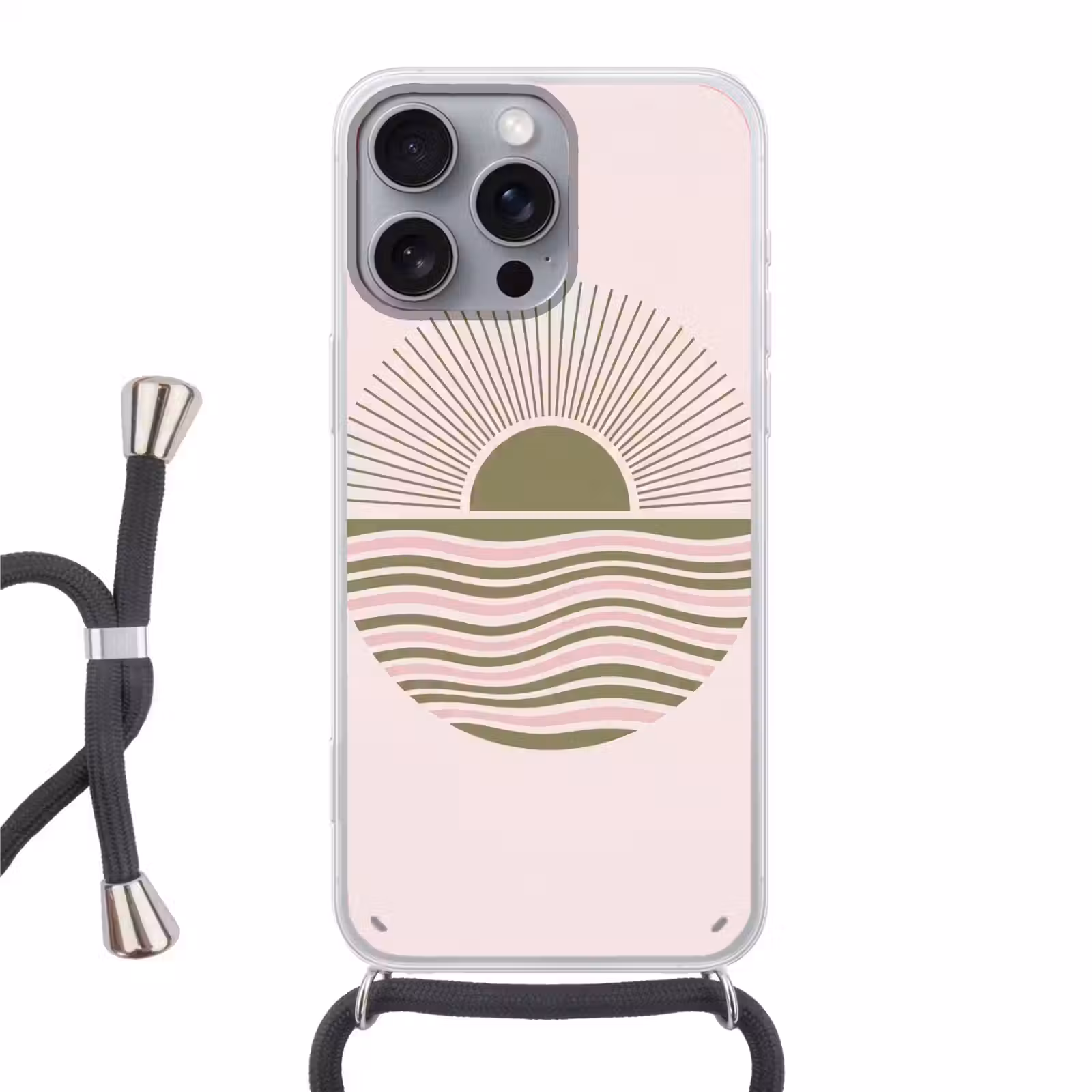 Telefoonhoesje met koord - Zon - Zee - Abstract - Modern - Roze — 1