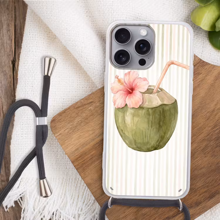Telefoonhoesje met koord - Kokosnoot - Drank - Tropisch - Illustratie - Zomer — 3