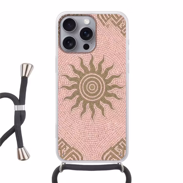 Telefoonhoesje met koord - Mozaïek - Zon - Patroon - Klassiek - Roze — 1