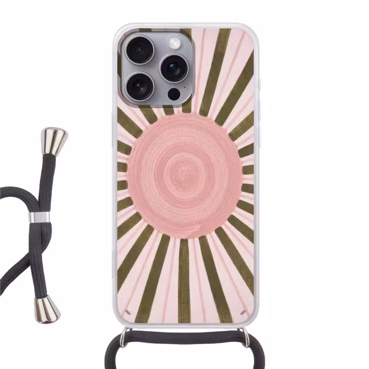 Telefoonhoesje met koord - Patroon - Cirkel - Stralen - Abstract - Roze — 1