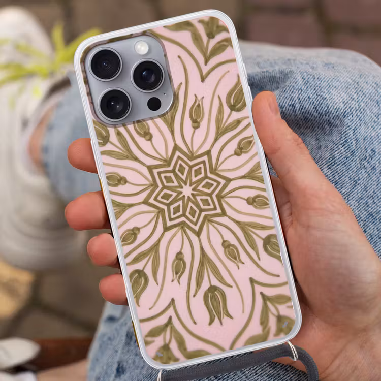 Telefoonhoesje met koord - Patroon - Mandala - Decoratie - Abstract - Groen — 2