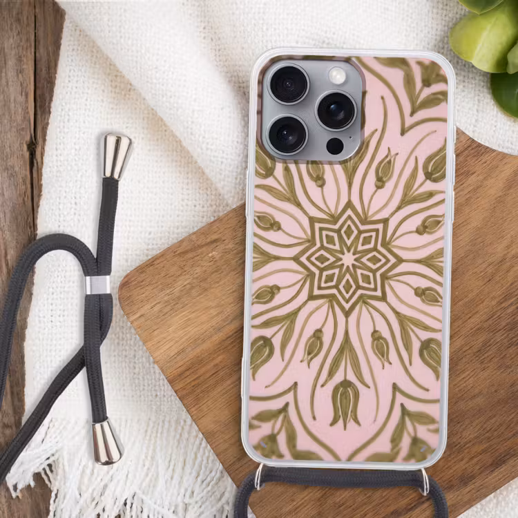 Telefoonhoesje met koord - Patroon - Mandala - Decoratie - Abstract - Groen — 3