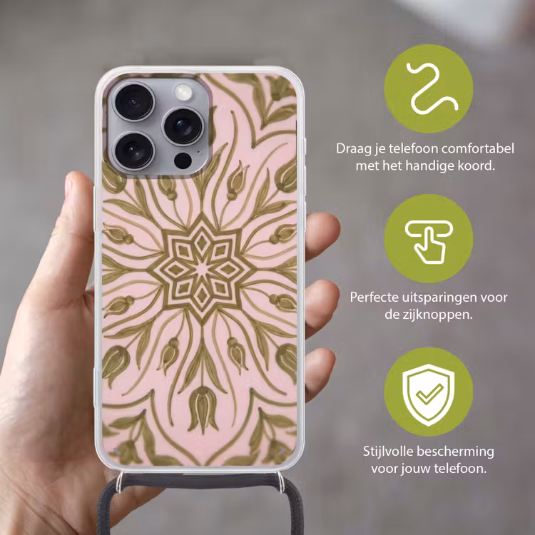 Telefoonhoesje met koord - Patroon - Mandala - Decoratie - Abstract - Groen — 4
