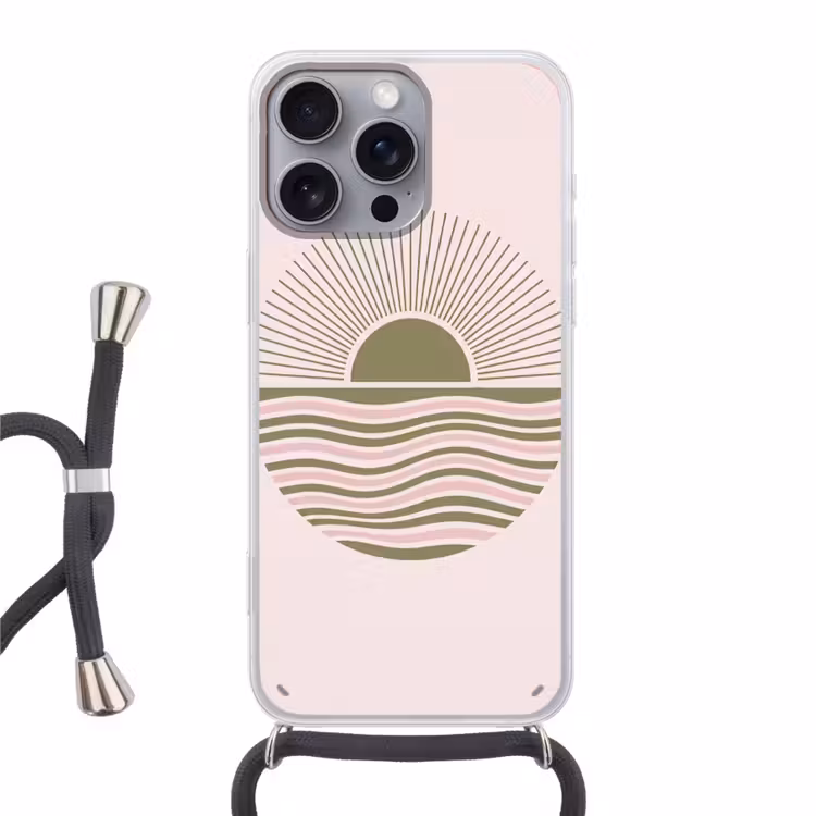 Telefoonhoesje met koord - Zon - Zee - Abstract - Modern - Roze — 1