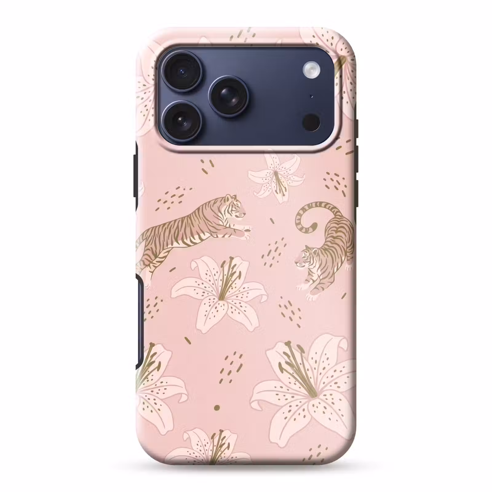 Telefoonhoesje Toughcase - Kat - Springend - Bloemen - Abstract - Roze — 1