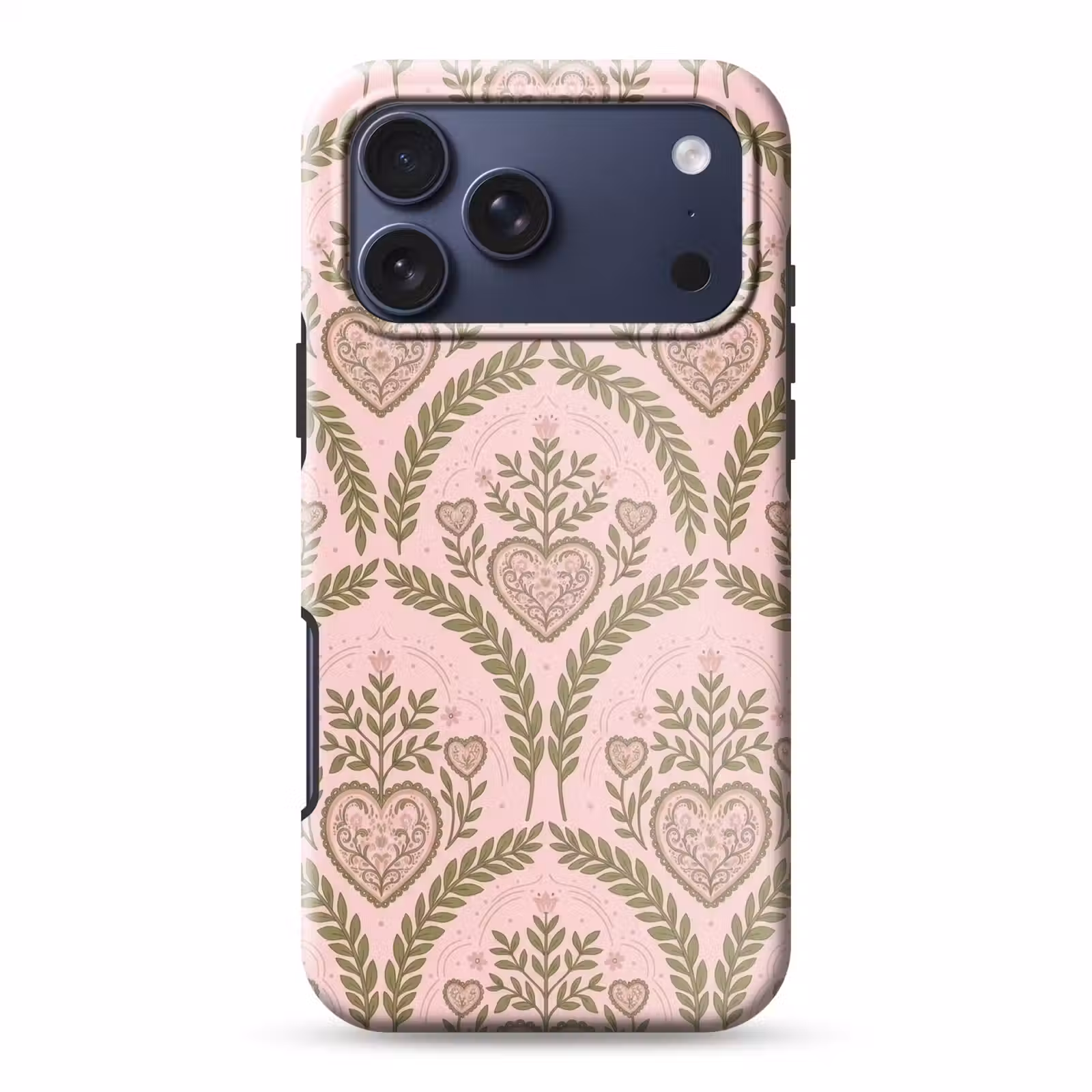 Telefoonhoesje Toughcase - Patroon - Hart - Bloemen - Folkloristisch - Roze — 1