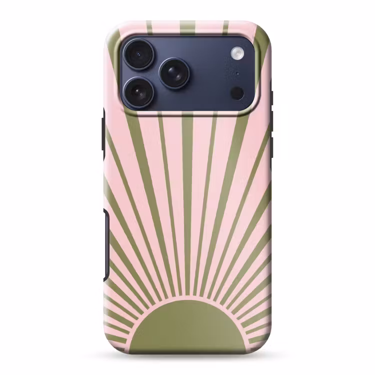 Telefoonhoesje Toughcase - Abstract - Stralen - Grafisch - Roze - Groen — 1