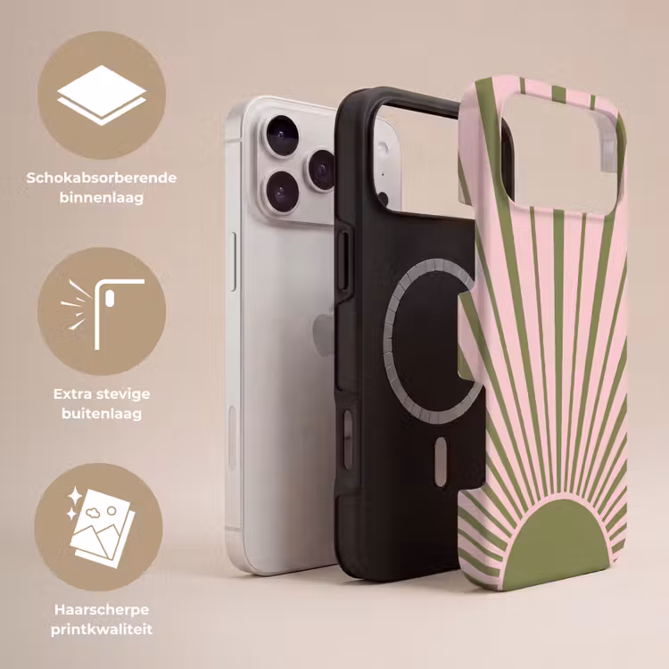 Telefoonhoesje Toughcase - Abstract - Stralen - Grafisch - Roze - Groen — 3