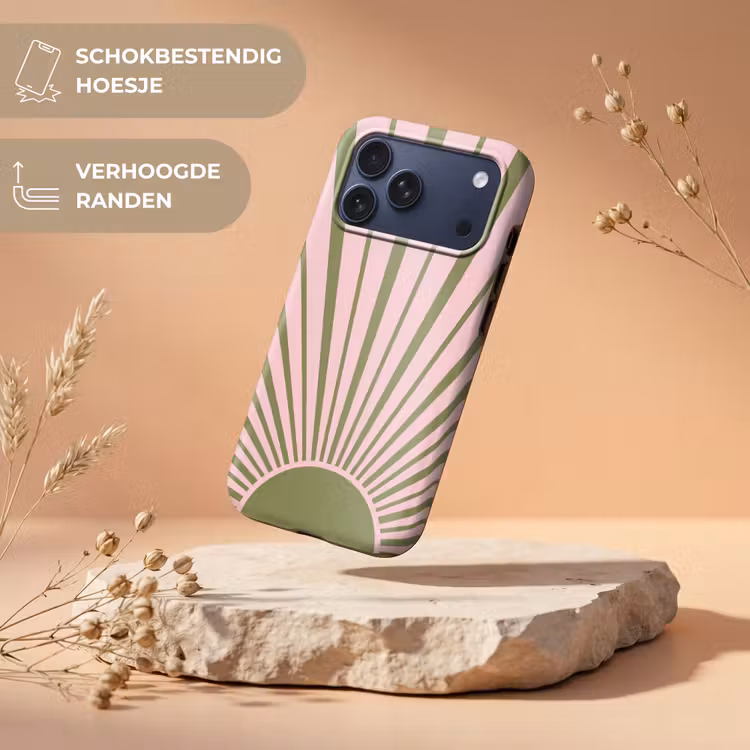 Telefoonhoesje Toughcase - Abstract - Stralen - Grafisch - Roze - Groen — 5